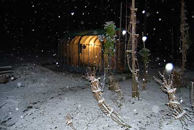 ハウスのまわりは雪で真っ白になりました。