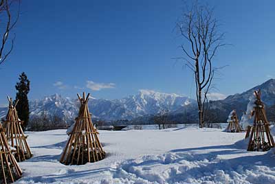 直売所の裏の駐車場から最高の雪景色が見えました！