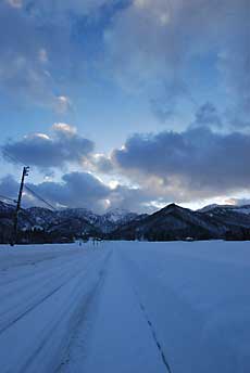 今朝の大源太の道路です