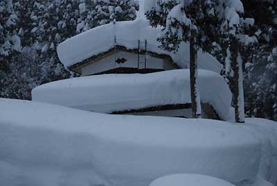 ご近所の屋根の雪です。